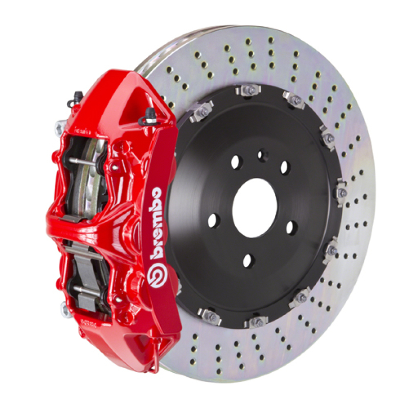 Lexus RC F Brake Kit - Front - Brembo - GT BBK 6 Piston Cast 405x34 2pc Rotor Drilled - Red - `15-`27