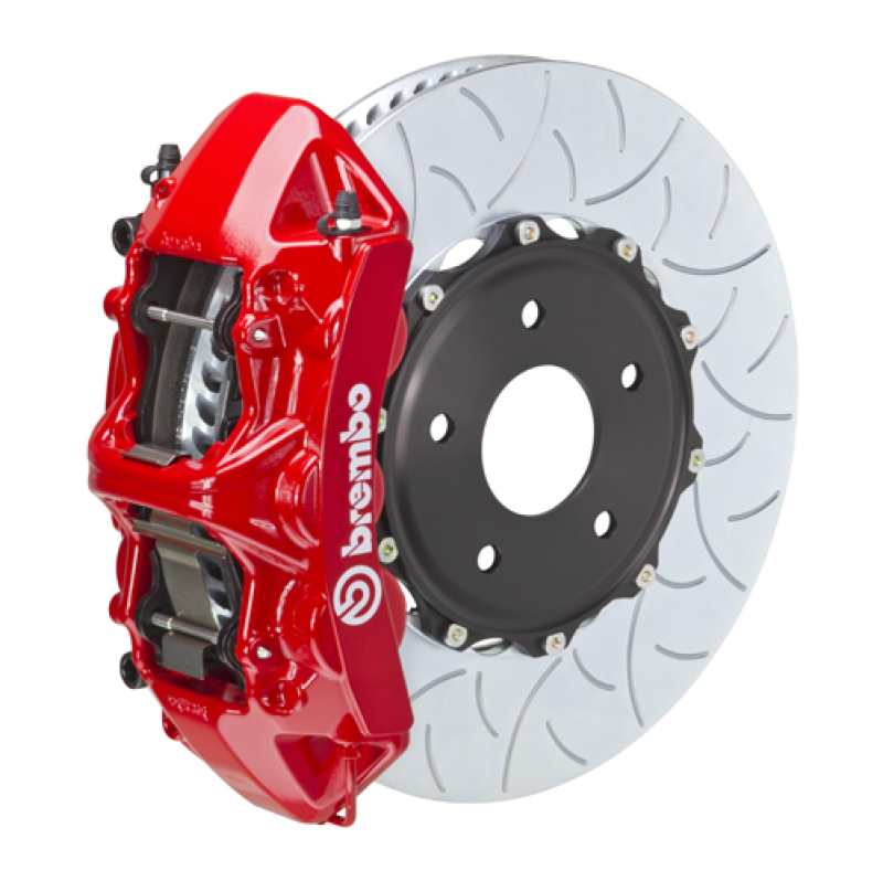 Cadillac XLR-V Brake Kit - Front - Brembo - Slotted Type3 Rotors + 6 Piston Calipers - Red - `06-`09 Cadillac XLR-V Brake Kit - Front - Brembo - Slotted Type3 Rotors + 6 Piston Calipers - Red - `06-`09