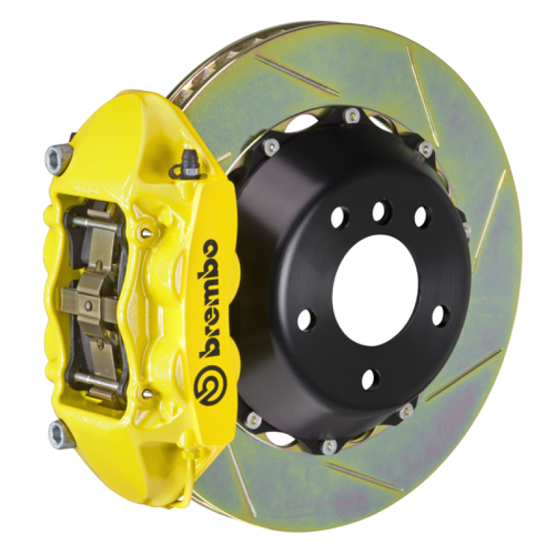 Mazda Mazda3 Brake Kit - Front - Brembo - 4 Piston Cast 345x28 2pc Rotor Slotted Type-1 - Yellow - `19-`27