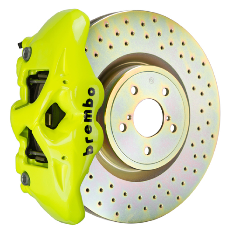Subaru WRX Brake Kit - Front - Brembo - GT BBK 4 Piston Cast 326 x30 1pc Rotor Drilled - Fluo. Yellow - `02-`07 Subaru WRX Brake Kit - Front - Brembo - GT BBK 4 Piston Cast 326 x30 1pc Rotor Drilled - Fluo. Yellow - `02-`07