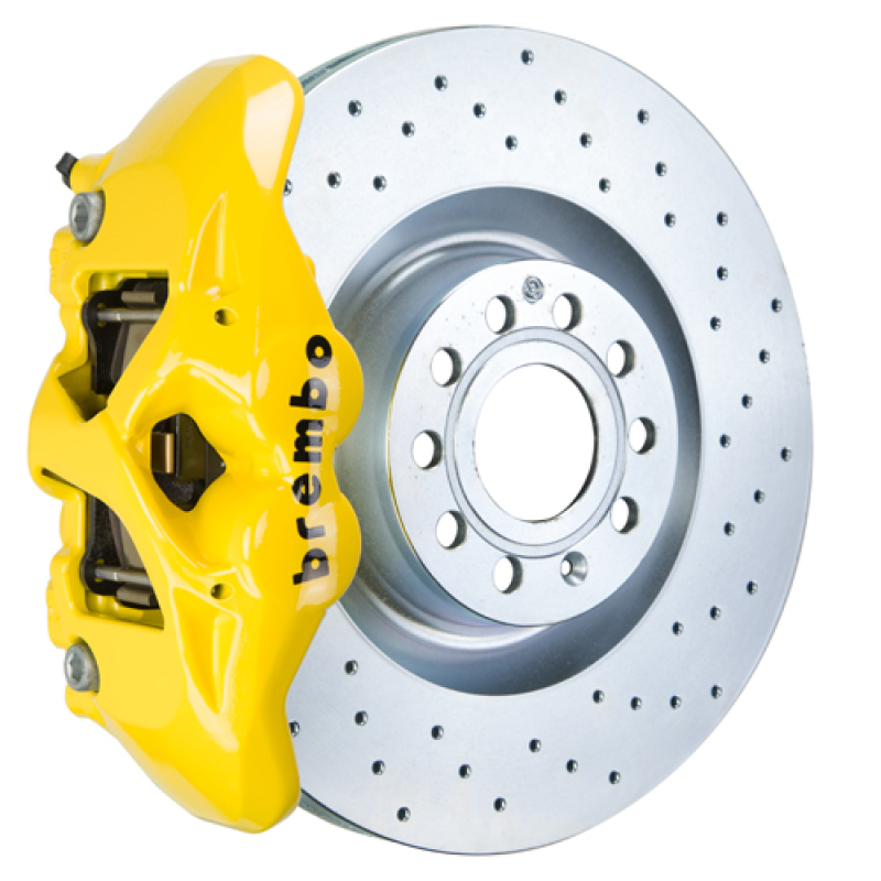 Audi A3 Brake Kit - Front - Brembo - 4 Piston Cast 345x30 1pc Rotor Drilled - Yellow - `14-`20 Audi A3 Brake Kit - Front - Brembo - 4 Piston Cast 345x30 1pc Rotor Drilled - Yellow - `14-`20
