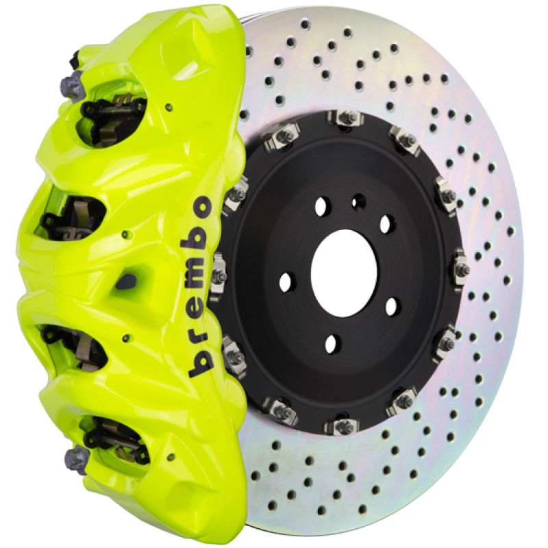 BMW X6 Brake Kit - Front - Brembo - 6 Piston Cast 405x34 2pc Rotor Drilled - Fluo Yellow - `20-`27