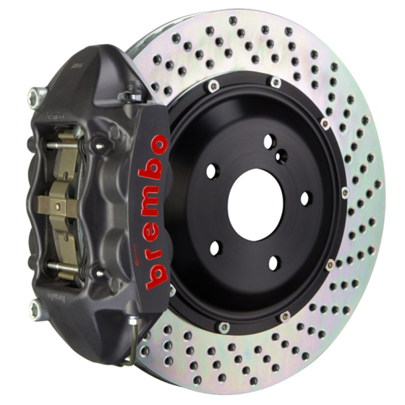 BMW 325i Brake Kit - Rear - Brembo - GTS BBK 4 Piston Cast 345x28 2pc Rotor Drilled - Black - `06-`12