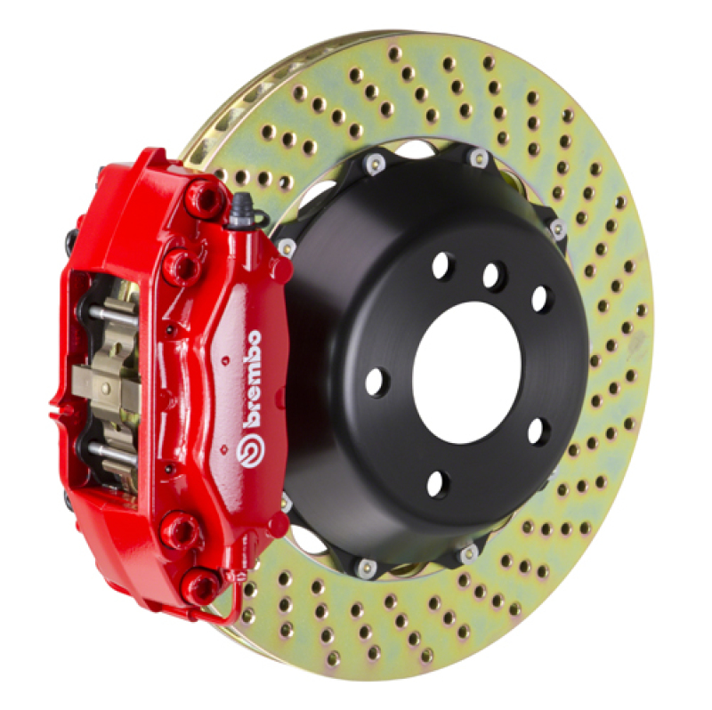 Chevrolet Corvette Z06 Brake Kit - Rear - Brembo - GT BBK 4 Piston Cast 345x28 2pc Rotor Drilled - Red - `06-`13 Chevrolet Corvette Z06 Brake Kit - Rear - Brembo - GT BBK 4 Piston Cast 345x28 2pc Rotor Drilled - Red - `06-`13