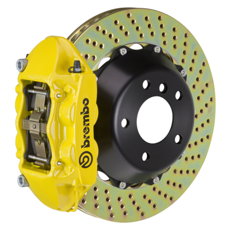 Audi S5 Brake Kit - Rear - Brembo - GT BBK 4 Piston Cast 380x28 2pc Rotor Drilled - Yellow - `08-`17