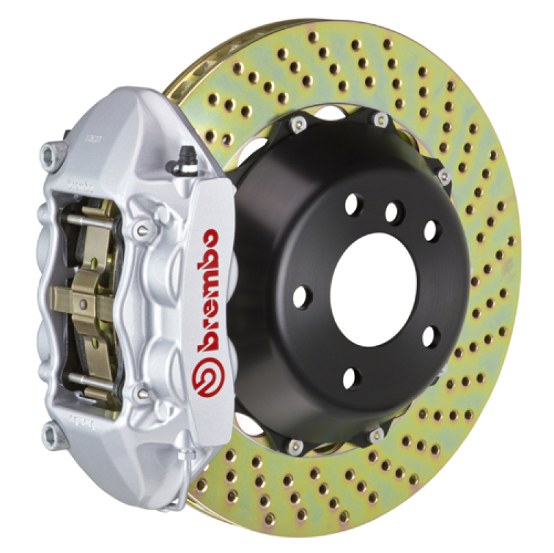 Chevrolet Camaro V6 Brake Kit - Rear - Brembo - GT BBK 4 Piston Cast 380x28 2pc Rotor Drilled - Silver - `10-`15 Chevrolet Camaro V6 Brake Kit - Rear - Brembo - GT BBK 4 Piston Cast 380x28 2pc Rotor Drilled - Silver - `10-`15