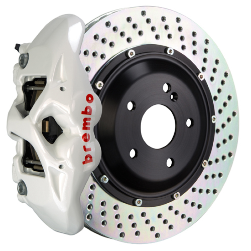 BMW X5 Brake Kit - Rear - Brembo - GT BBK 4 Piston Cast 380x28 2pc Rotor Drilled - White - `07-`13