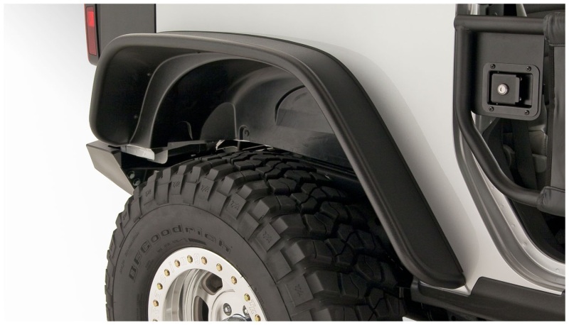 Jeep Wrangler Fender Flares - Rear - Bushwacker - Flat Style - Black - `07-`18 Jeep Wrangler Fender Flares - Rear - Bushwacker - Flat Style - Black - `07-`18
