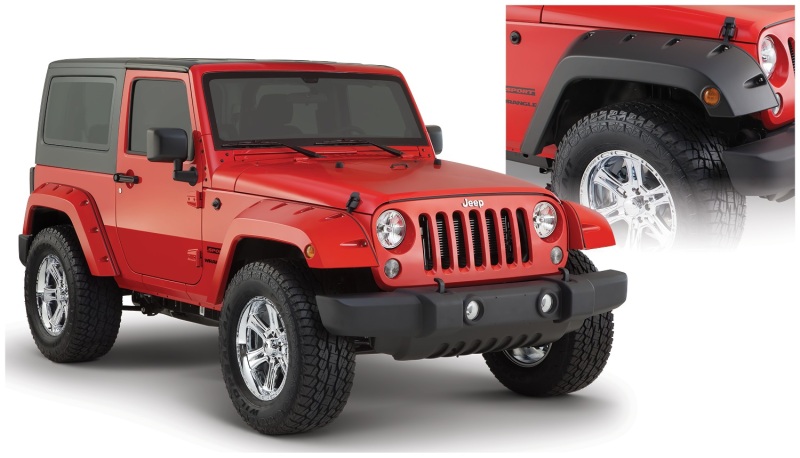 Jeep Wrangler Fender Flares - Front - Bushwacker - Pocket Style - Black - `07-`18 Jeep Wrangler Fender Flares - Front - Bushwacker - Pocket Style - Black - `07-`18