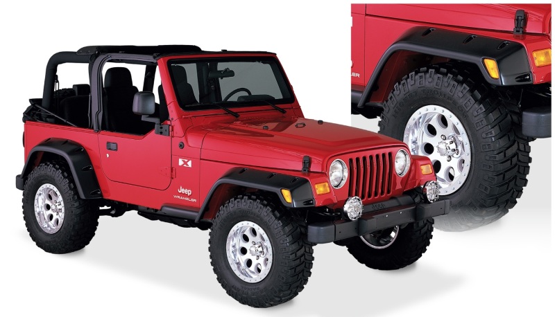 Jeep TJ Fender Flares - Front + Rear - Bushwacker - Max Pocket Style - Black - `97-`06 Jeep TJ Fender Flares - Front + Rear - Bushwacker - Max Pocket Style - Black - `97-`06