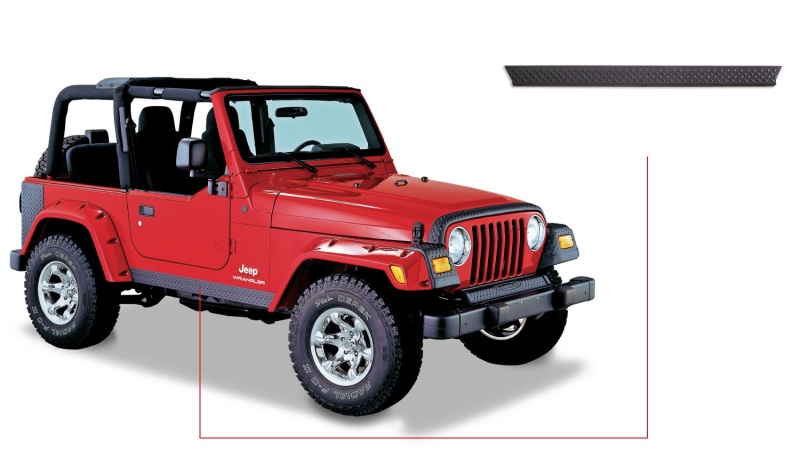 Jeep Wrangler Body Armor Side Rocker Panels - Bushwacker - Trail Armor - Black - `97-`06 Jeep Wrangler Body Armor Side Rocker Panels - Bushwacker - Trail Armor - Black - `97-`06