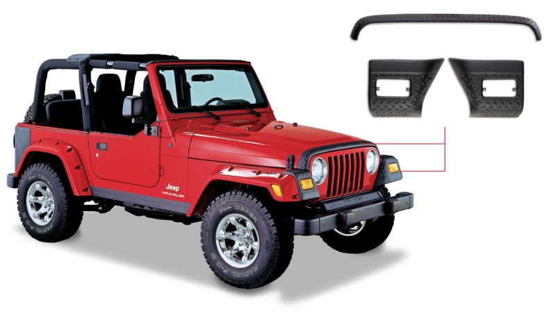 Jeep Wrangler Body Protector Kit - Front - Bushwacker - Trail Armor - Black - `97-`06 Jeep Wrangler Body Protector Kit - Front - Bushwacker - Trail Armor - Black - `97-`06