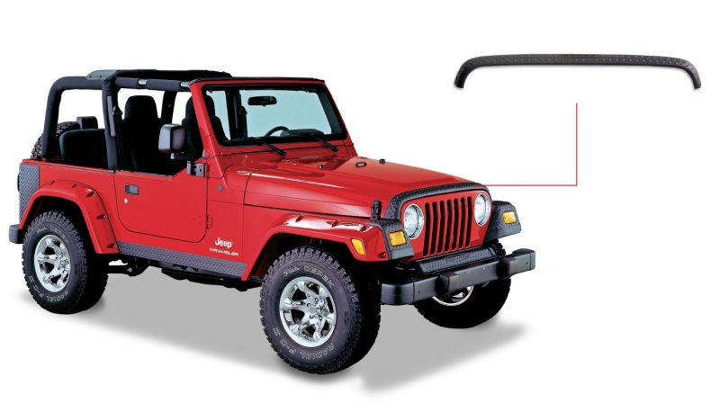 Jeep Wrangler Trail Armor Hood Stone Guard - Front - Bushwacker - TrailArmor™ - Black - `98-`06 Jeep Wrangler Trail Armor Hood Stone Guard - Front - Bushwacker - TrailArmor™ - Black - `98-`06