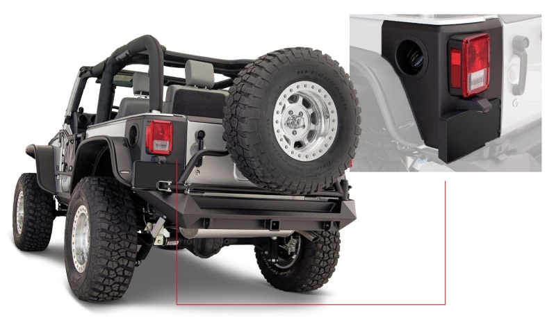 Jeep Wrangler Trail Armor Rear Corner - Bushwacker - OE Matte Black - Black - `07-`18 Jeep Wrangler Trail Armor Rear Corner - Bushwacker - OE Matte Black - Black - `07-`18