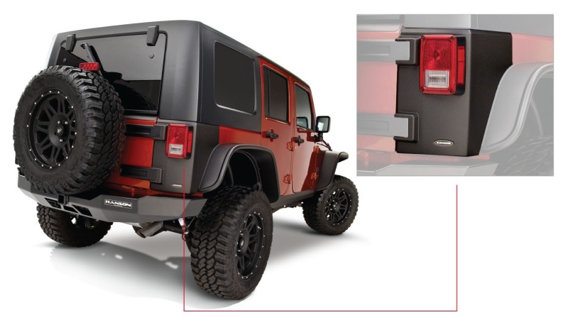 Jeep Wrangler Trail Armor Rear Corners - Bushwacker - Trail Armor Corner Guard - Black - `07-`18 Jeep Wrangler Trail Armor Rear Corners - Bushwacker - Trail Armor Corner Guard - Black - `07-`18