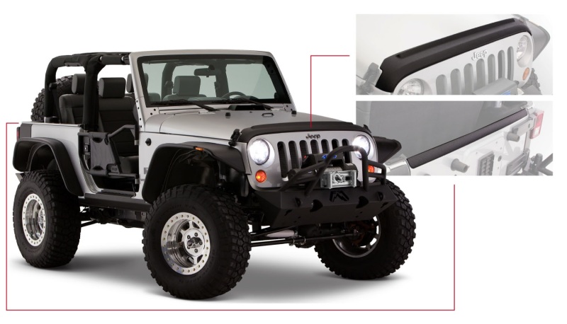 Jeep Wrangler Body Protector Kit - Hood and Tailgate - Bushwacker - Trail Armor - Black - `07-`18 Jeep Wrangler Body Protector Kit - Hood and Tailgate - Bushwacker - Trail Armor - Black - `07-`18