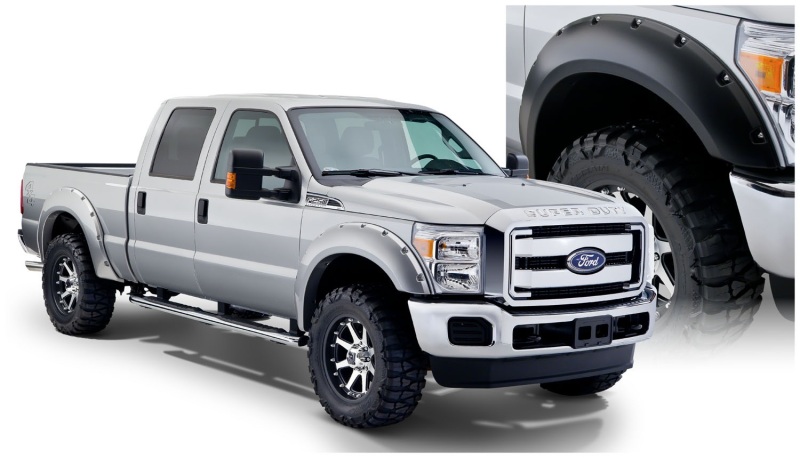 Ford F-250 Super Duty Fender Flares - Front + Rear - Bushwacker - Pocket Style - Black - `99-`07