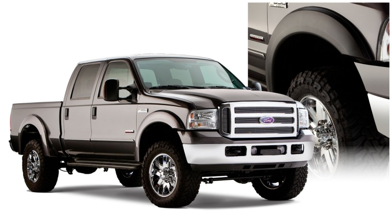 Ford F-250 Super Duty Styleside Fender Flares - Front + Rear - Bushwacker - Extend-A-Fender Style - Black - `99-`07 Ford F-250 Super Duty Styleside Fender Flares - Front + Rear - Bushwacker - Extend-A-Fender Style - Black - `99-`07