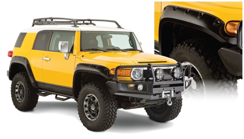 Toyota FJ Cruiser Fender Flares - Front + Rear - Bushwacker - Pocket Style Smooth Finish - Black - `07-`14 Toyota FJ Cruiser Fender Flares - Front + Rear - Bushwacker - Pocket Style Smooth Finish - Black - `07-`14