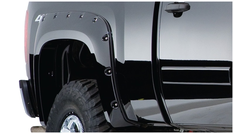Chevrolet Silverado 1500 Fender Flares - Rear - Bushwacker - Pocket Style, 2-Piece, Smooth Matte Finish - Black - `07-`13 Chevrolet Silverado 1500 Fender Flares - Rear - Bushwacker - Pocket Style, 2-Piece, Smooth Matte Finish - Black - `07-`13