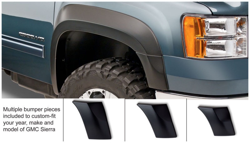 GMC Sierra 2500 HD Fender Flares - Front - Bushwacker - Extend-A-Fender - Black - `07-`14 GMC Sierra 2500 HD Fender Flares - Front - Bushwacker - Extend-A-Fender - Black - `07-`14