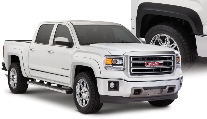 GMC Sierra 1500 Fender Flares - Front + Rear - Bushwacker - Extend-A-Fender Style - Black - `14-`15 GMC Sierra 1500 Fender Flares - Front + Rear - Bushwacker - Extend-A-Fender Style - Black - `14-`15