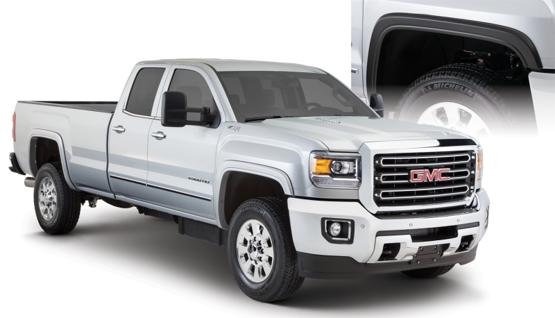 GMC Sierra 2500 HD Fender Flares - Front + Rear - Bushwacker - OE Style - Black - `15-`18 GMC Sierra 2500 HD Fender Flares - Front + Rear - Bushwacker - OE Style - Black - `15-`18