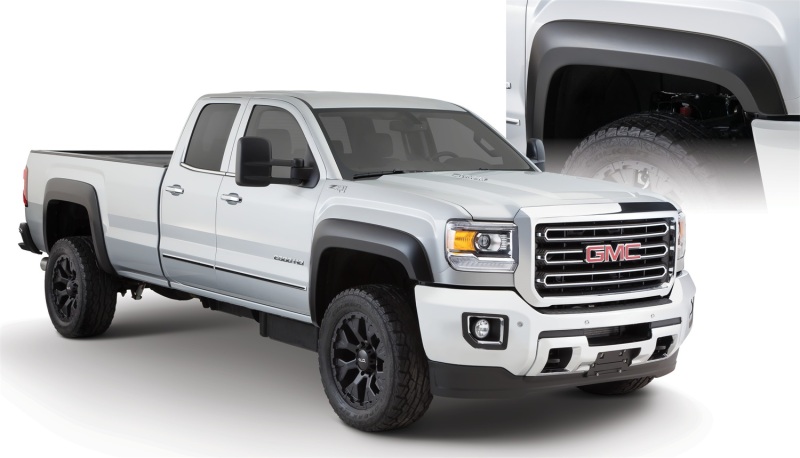 GMC Sierra 2500 HD Fender Flares - Front + Rear - Bushwacker - Extend-A-Fender - Black - `15-`18 GMC Sierra 2500 HD Fender Flares - Front + Rear - Bushwacker - Extend-A-Fender - Black - `15-`18