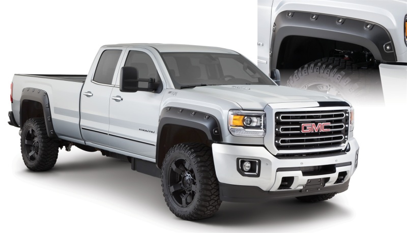 GMC Sierra 2500 HD Fender Flares - Front + Rear - Bushwacker - Boss Pocket Style - Black - `15-`18 GMC Sierra 2500 HD Fender Flares - Front + Rear - Bushwacker - Boss Pocket Style - Black - `15-`18