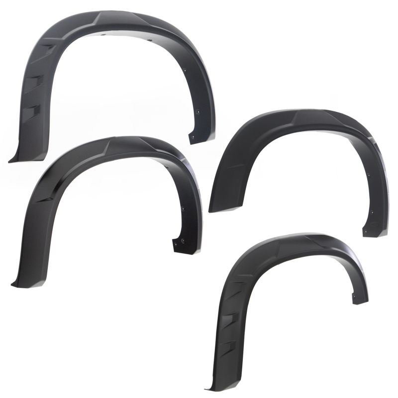 Chevrolet Silverado 1500 Fender Flares - Front + Rear - Bushwacker - DRT Style - Black - `19-`21 Chevrolet Silverado 1500 Fender Flares - Front + Rear - Bushwacker - DRT Style - Black - `19-`21