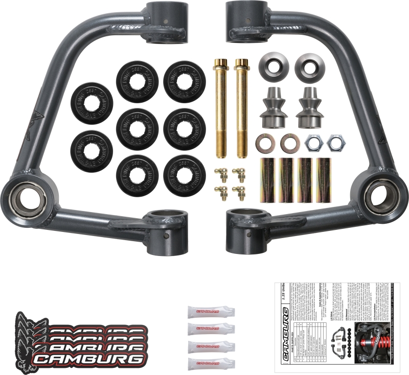 Ford F-150 Suspension Control Arm Kit - Camburg - 1.25in Performance Uniball - Steel gray - `04-`08