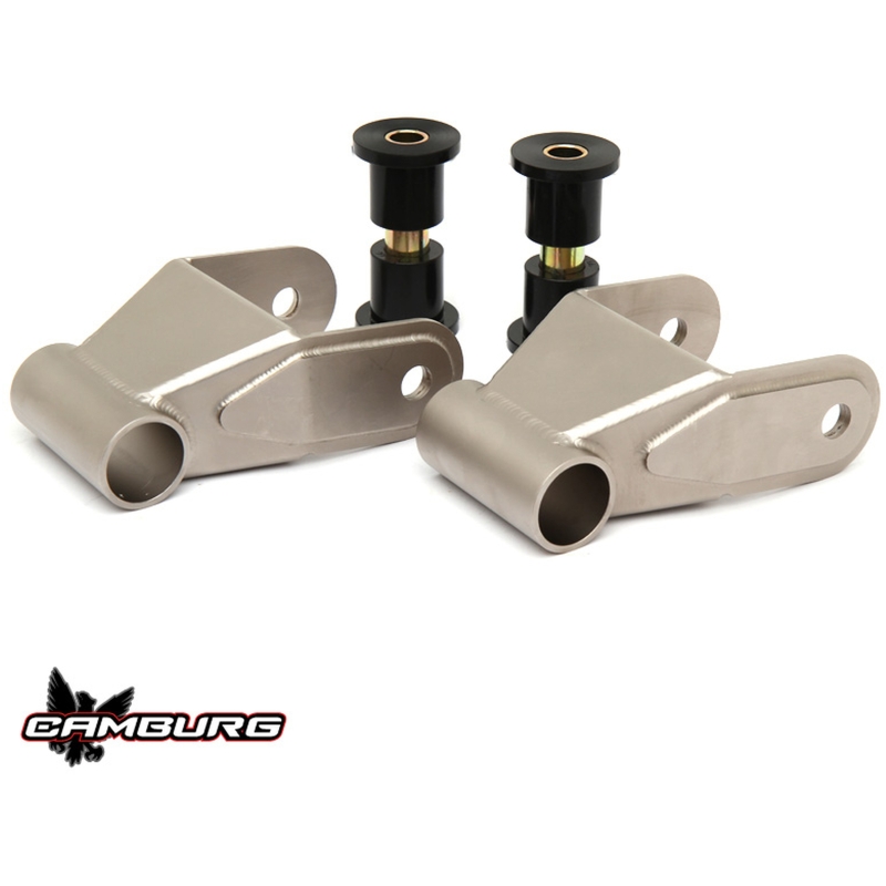 Ford F-150 Leaf Spring Shackle Kit - Camburg - TIG 4130 Shackles (1.5in. extended) - Textured Gray - `15-`24