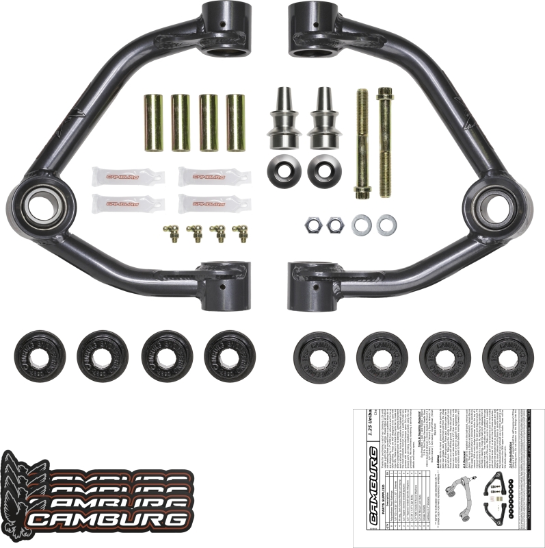 GMC Colorado Suspension Control Arm Kit - Camburg - 1.25in Performance Uniball Upper Arms - Steel gray - `15-`22