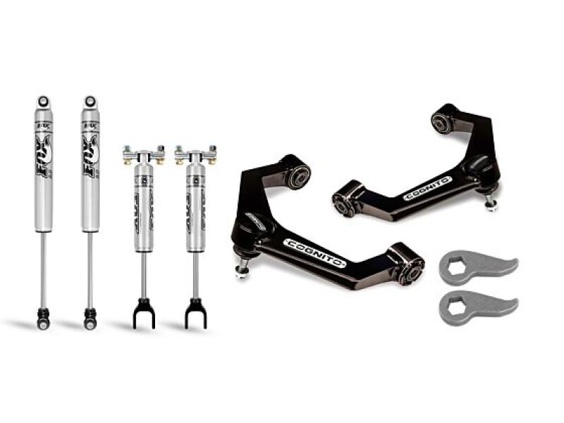 GMC Sierra 2500 Suspension Lift Kit - Front + Rear - Cognito - Ball Joint SM Series Upper Control Arm Kit + Fox PS 2.0 IFP - Semi-gloss black - `20-`24