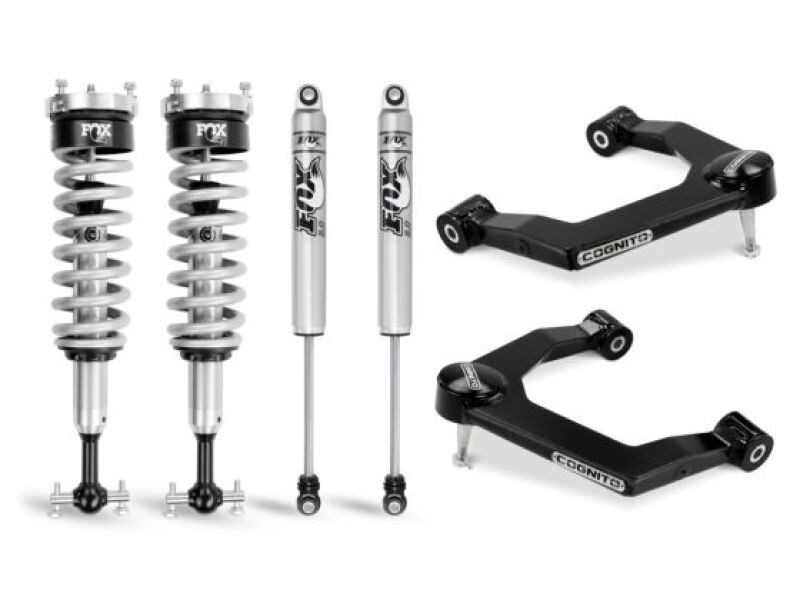 GMC Sierra 1500 Suspension Lift Kit - Front + Rear - Cognito - 3 Inch Performance Ball Joint Leveling Kit w/ Fox PS 2.0 IFP - semi-gloss black - `19-`24