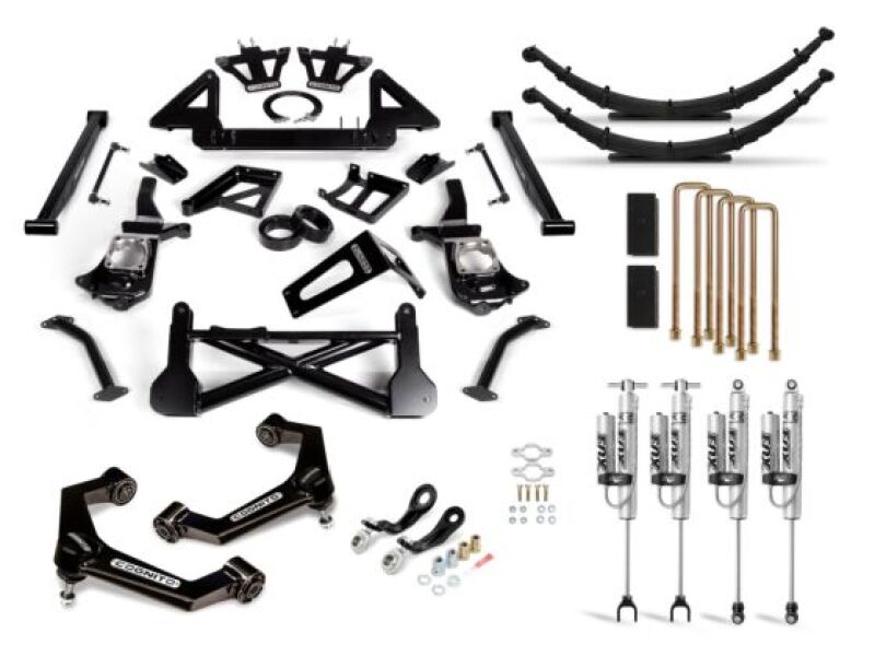 Chevrolet Silverado 3500HD Suspension Lift Kit - Cognito - 10in Performance Lift Kit w/ Fox PSRR 2.0 Shocks, Deaver Leaf Pack, Cognito Block and U-Bolt Kit, Pitman and Idler Arm Support Kit - semi-gloss black - `20-`24