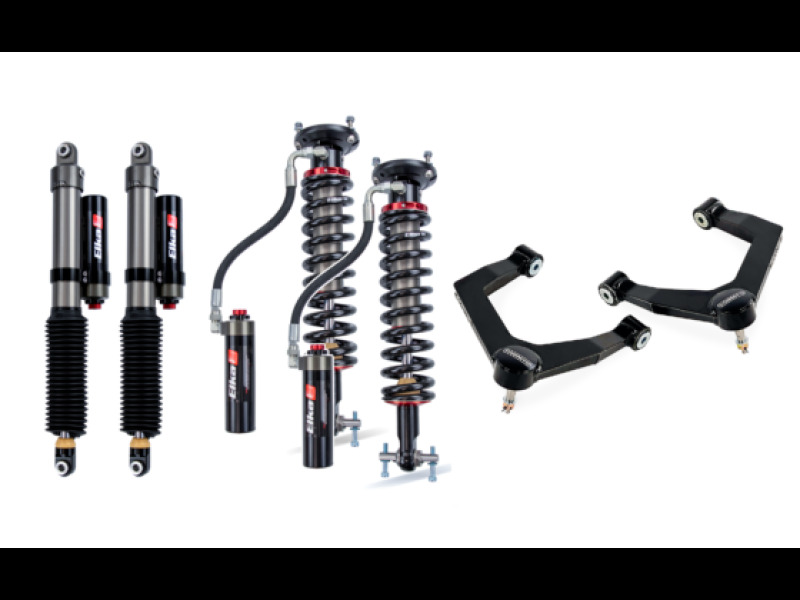 GMC Sierra 1500 Suspension Lift Kit - Front + Rear - Cognito - Elite Leveling Kit w/ Elka 2.5 Shocks - Black - `19-`24 GMC Sierra 1500 Suspension Lift Kit - Front + Rear - Cognito - Elite Leveling Kit w/ Elka 2.5 Shocks - Black - `19-`24