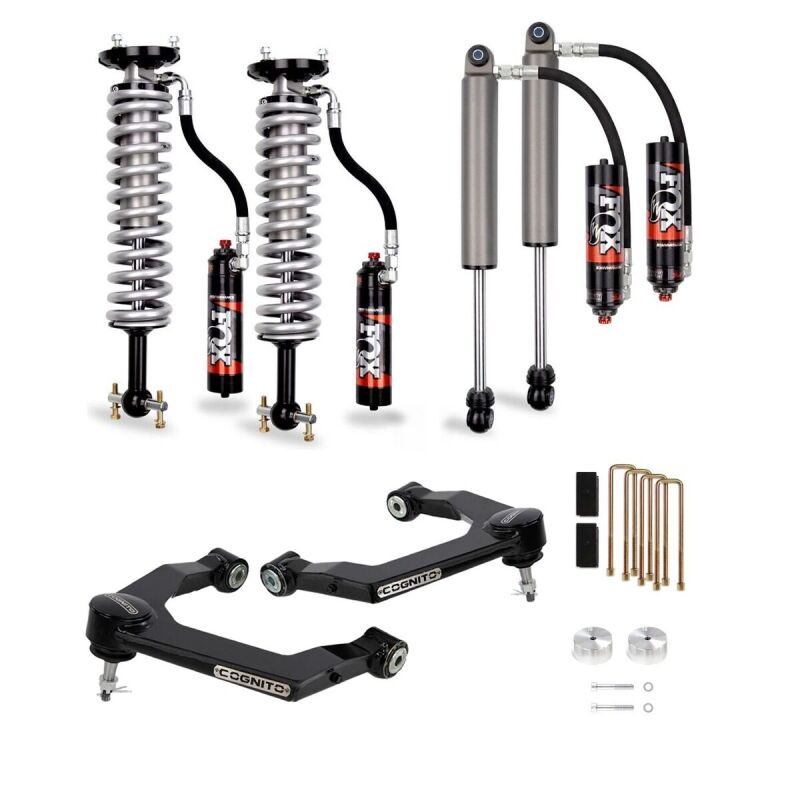 Chevrolet Silverado 1500 Suspension Lift Kit - Front + Rear - Cognito - Elite Leveling Kit with Fox 2.5 Performance Elite Shocks - Black - `19-`25
