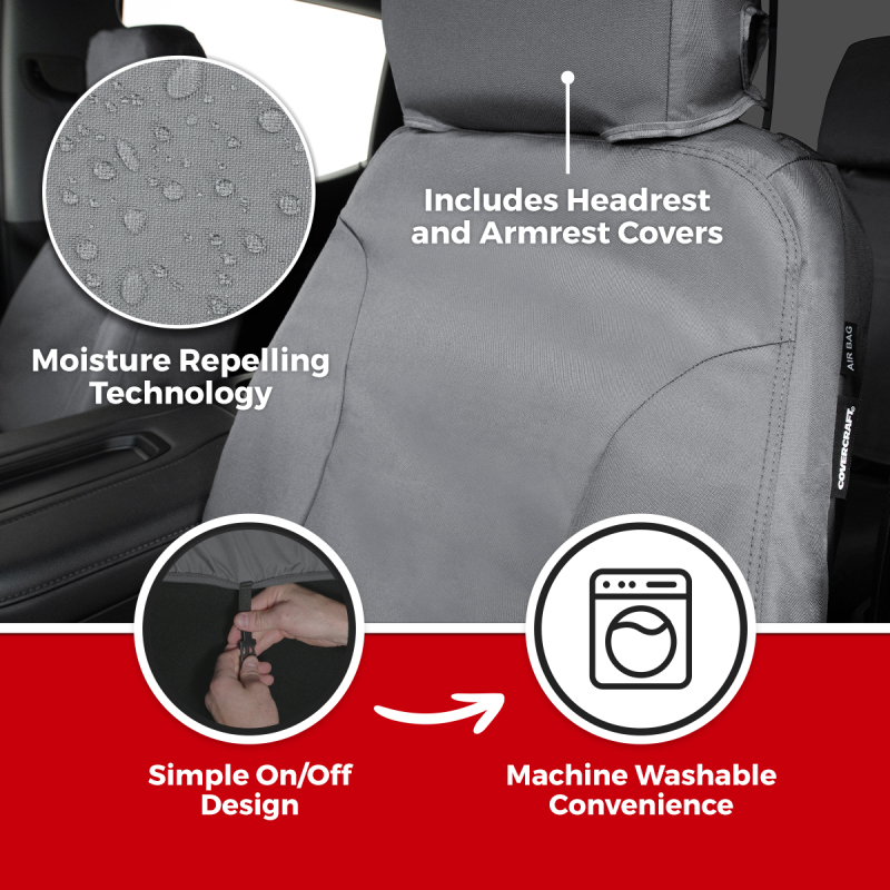 Mercedes-Benz Sprinter Seat Covers - Front - Covercraft - Enduro Waterproof - Taupe - `19-`26