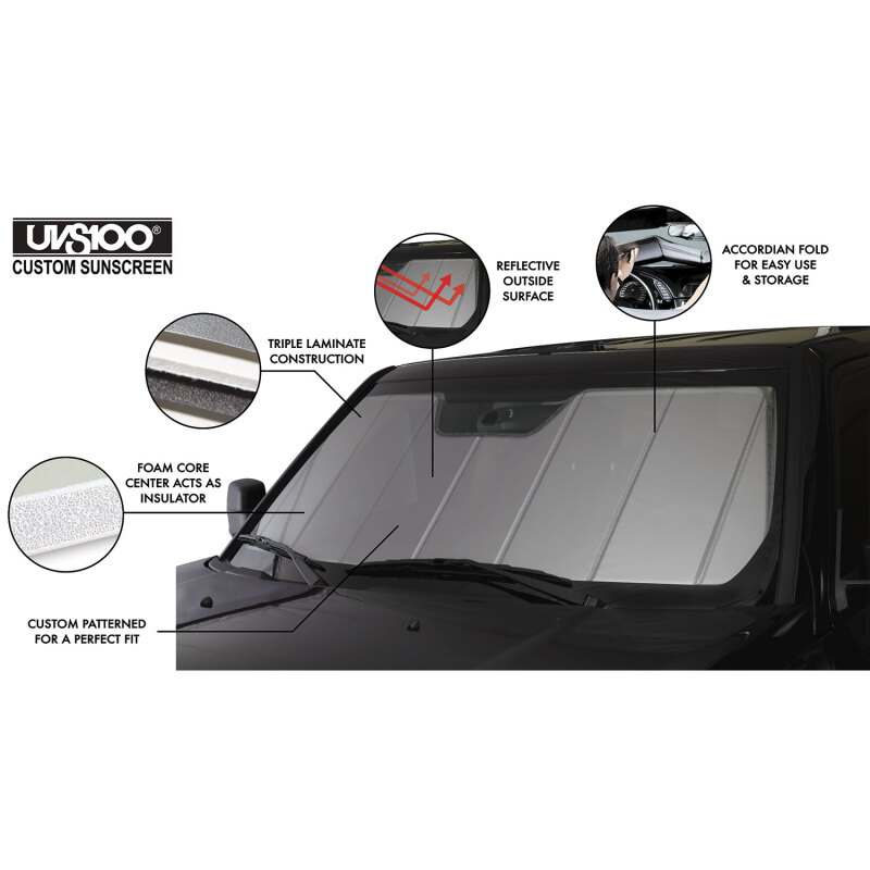 Ford F600 Window Shade - Covercraft - UVS100 Custom - Silver - `23-`26