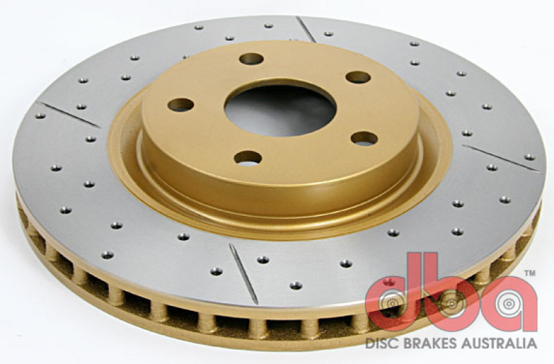 Pontiac G8 Brake Rotor (1) - Front - DBA - Street Series XGold, Cross-Drilled/Slotted, Uni-Directional - Gold - 2009 Pontiac G8 Brake Rotor (1) - Front - DBA - Street Series XGold, Cross-Drilled/Slotted, Uni-Directional - Gold - 2009