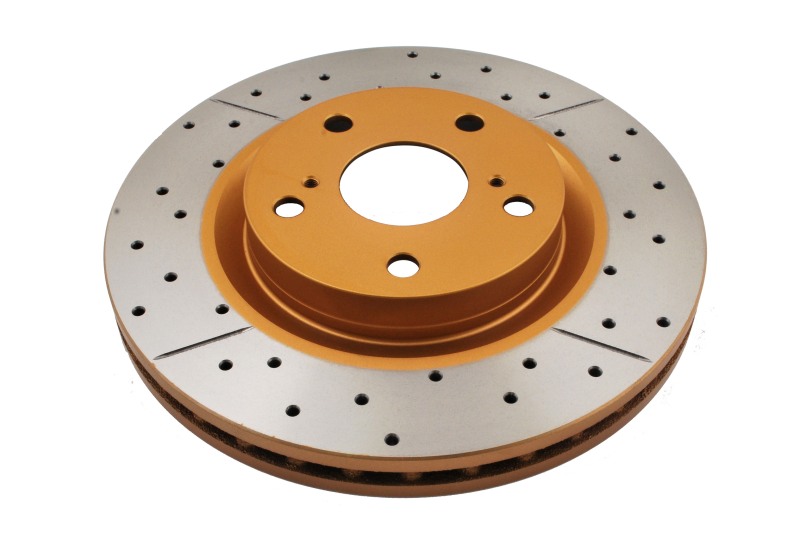 Lexus ES300h Brake Rotor (1) - Front - DBA - X Gold Drilled & Slotted - Gold - `13-`19