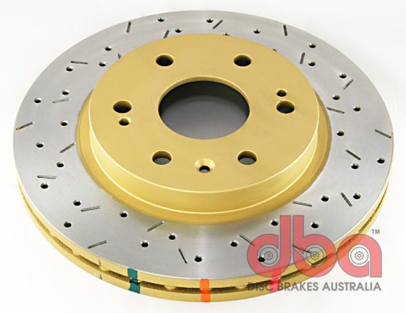 Chevrolet Silverado Brake Rotor (1) - Front - DBA - 4000 Series XS Gold, Cross-Drilled/Slotted - Gold - `06-`08 Chevrolet Silverado Brake Rotor (1) - Front - DBA - 4000 Series XS Gold, Cross-Drilled/Slotted - Gold - `06-`08
