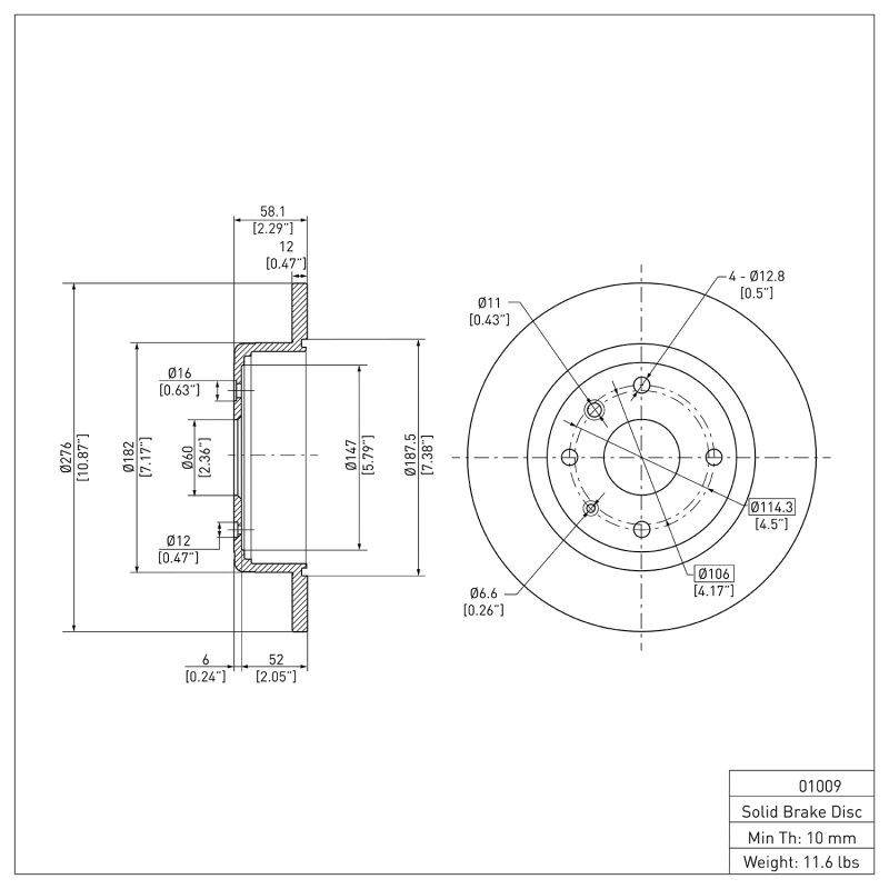 Chevrolet Epica Brake Rotor - Rear - DFC - Plain - `04-`10