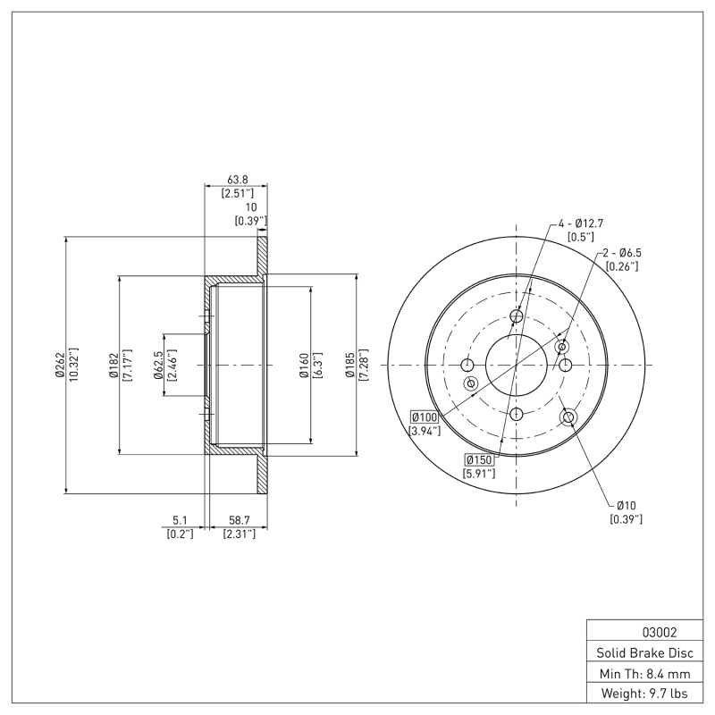 Dodge Attitude Brake Rotor (1) - Rear - DFC - Plain - `06-`12