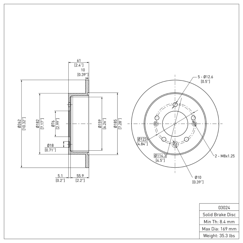 Hyundai Elantra Brake Rotor (1) - Rear - DFC - Plain - `07-`10