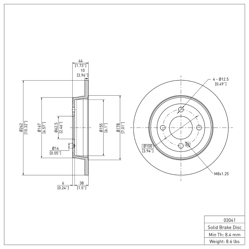 Dodge Attitude Brake Rotor (1) - Rear - DFC - Plain - `12-`25