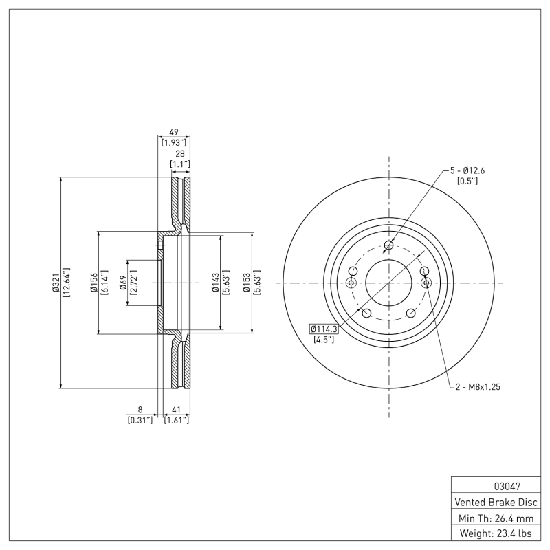 Hyundai Veracruz Brake Rotor (1) - Front - DFC - Plain - `07-`12
