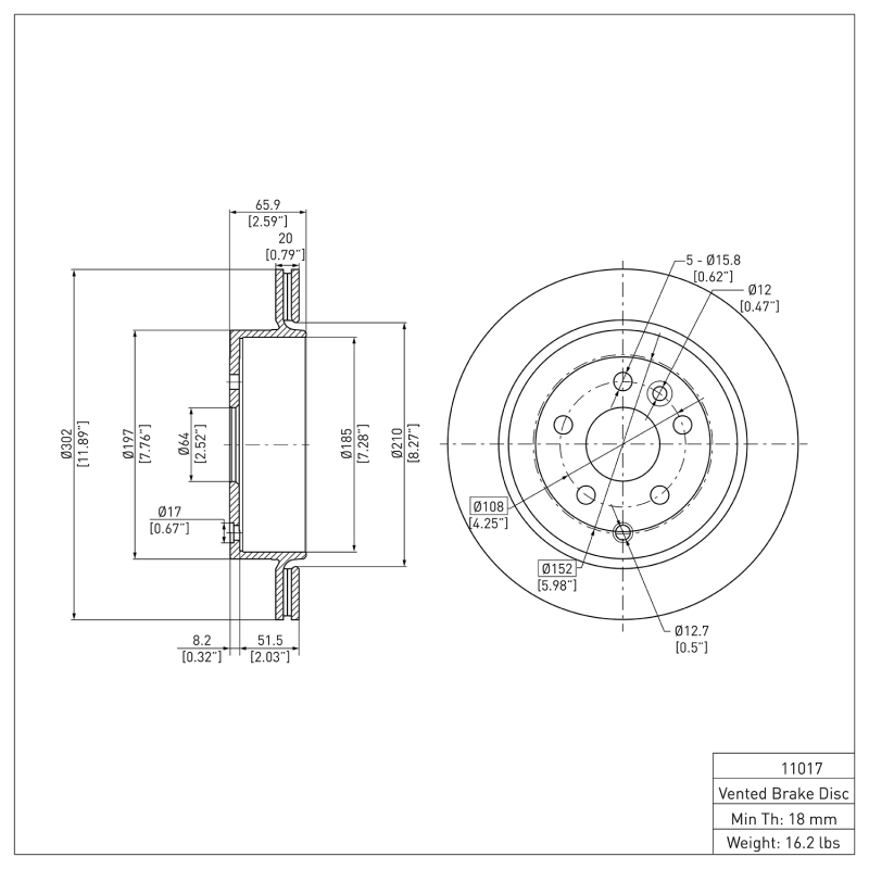 Land Rover LR2 Brake Rotor (1) - Rear - DFC - Plain - `08-`12