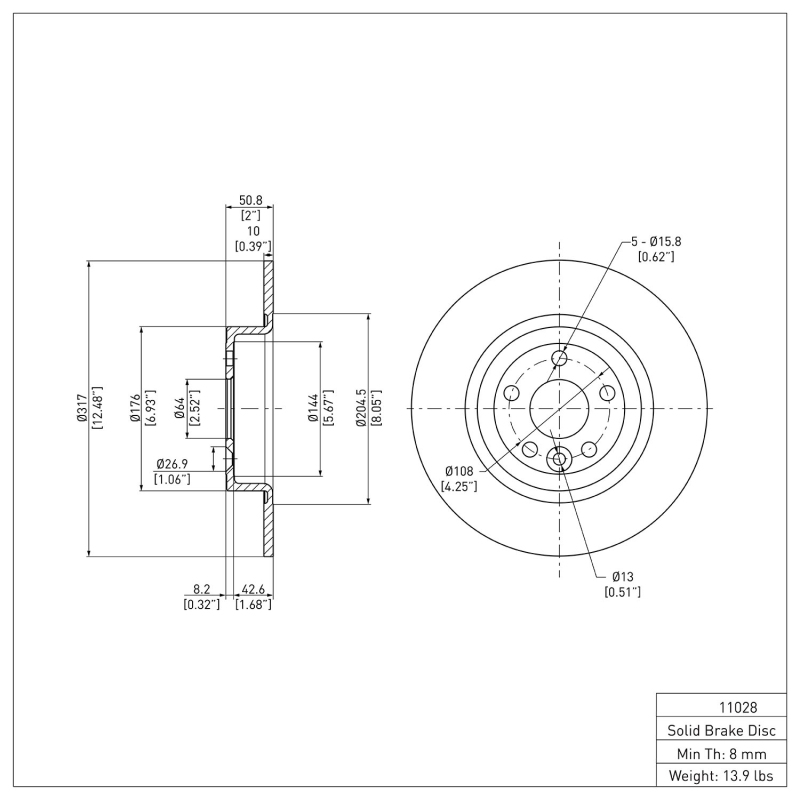 Land Rover Range Rover Evoque Brake Rotor (1) - Rear - DFC - Plain - `16-`19